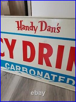 C. 1950s Original Vintage Handy Dan's Icy Drinks Sign Metal Carbonated Bubbles