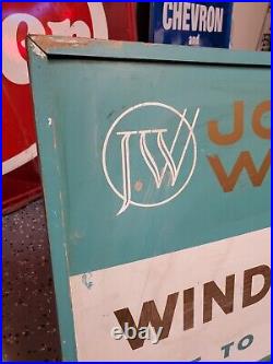 C. 1950s Original Vintage Joanna Western Window Shade Center Sign Wood Gas Oil