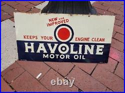 C. 1950s Original Vintage Pennzoil Sign Metal 2 Sided Gas Oil Rack Los Angeles