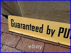 C. 1950s Original Vintage Pure Motor Oil Sign Rack Topper Guaranteed By Pure Gas