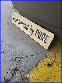 C. 1950s Original Vintage Pure Motor Oil Sign Rack Topper Guaranteed By Pure Gas