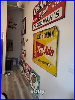 C. 1950s Original Vintage Pure Motor Oil Sign Rack Topper Guaranteed By Pure Gas