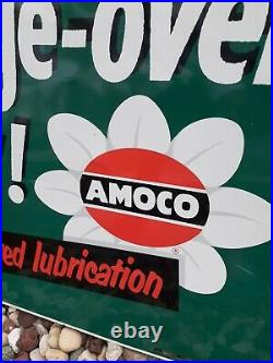 C. 1950s Original Vintage Purolator Oil Filter Sign Metal 2 Sided Amoco Lube Gas