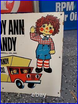C. 1950s Original Vintage Raggedy Ann And Andy Sign Toy Moving Co. Bobbs Merril