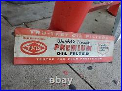 C. 1950s Original Vintage Tru Test Premium Oil Filter Sign Metal Display Topper