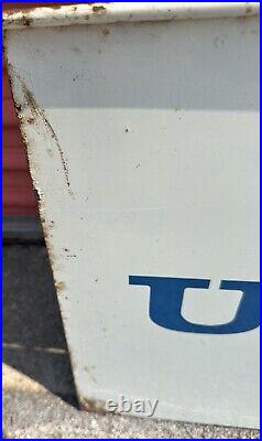 C. 1950s Original Vintage United AC Delco Sign Metal 2 Side Gas Oil Chevy GM