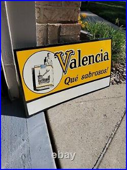 C. 1950s Original Vintage Valencia Cigarillos Sign Metal Embossed Tobacco Cigar