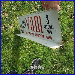 C. 1950s Original Vintage Vam Wildroot Barber Shop Sign Hair Oils 2 Sided Rare