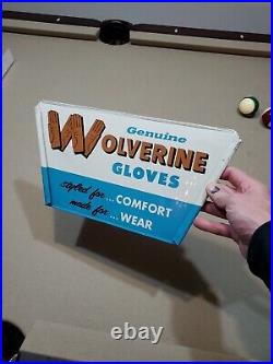 C. 1950s Original Vintage Wolverine Gloves Sign Metal Rack Topper Marvel Comics