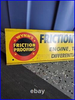 C. 1950s Original Vintage Wynns Friction Proofing Sign Metal Engine Fuel Gas Oil