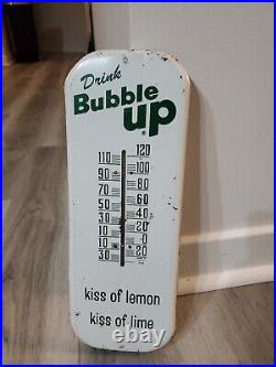 C. 1951 Original Vintage Drink Bubble Up Metal Thermometer Sign Kiss Of Lemon
