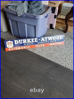 C. 1959 Original Vintage Durkee Atwood Belts Radiator Sign Metal Automobile Truck