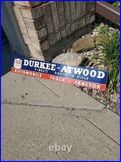 C. 1959 Original Vintage Durkee Atwood Belts Radiator Sign Metal Automobile Truck