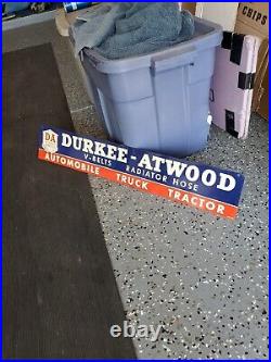 C. 1959 Original Vintage Durkee Atwood Belts Radiator Sign Metal Automobile Truck