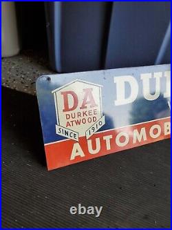 C. 1959 Original Vintage Durkee Atwood Belts Radiator Sign Metal Automobile Truck