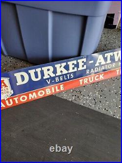 C. 1959 Original Vintage Durkee Atwood Belts Radiator Sign Metal Automobile Truck