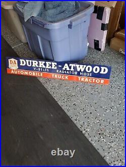 C. 1959 Original Vintage Durkee Atwood Belts Radiator Sign Metal Automobile Truck