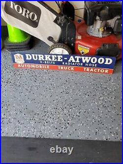 C. 1959 Original Vintage Durkee Atwood Belts Radiator Sign Metal Automobile Truck