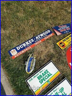 C. 1959 Original Vintage Durkee Atwood Belts Radiator Sign Metal Automobile Truck