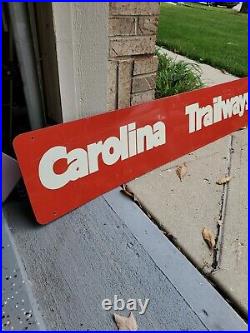 C. 1960s Original Vintage Carolina Trailways Sign Metal Greyhound Bus Train Gas