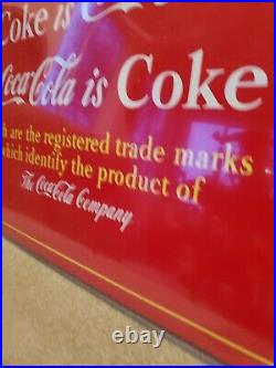 C. 1960s Original Vintage Coca Cola Sign Cardboard Litho USA Coke Gas Oil Soda