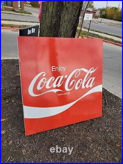 C. 1960s Original Vintage Coca Cola Sign Metal Coke Soda HUGE! Gas Oil RARE Pepsi