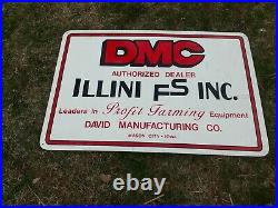 C. 1960s Original Vintage DMC Illinois FS Farming Equipment Sign Metal Tractor