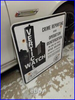 C. 1960s Original Vintage Detroit Police Crime Prevention Sign Metal Vertical Wat