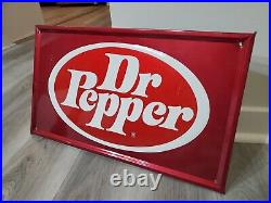 C. 1960s Original Vintage Dr. Pepper Sign Metal Embossed Coke Grocery Gas Station