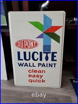 C. 1960s Original Vintage Dupont Paint Sign Metal Lucite Wall Paint MINT! NOS Gas