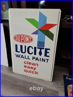 C. 1960s Original Vintage Dupont Paint Sign Metal Lucite Wall Paint MINT! NOS Gas