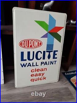 C. 1960s Original Vintage Dupont Paint Sign Metal Lucite Wall Paint MINT! NOS Gas