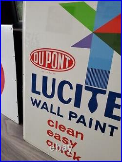 C. 1960s Original Vintage Dupont Paint Sign Metal Lucite Wall Paint MINT! NOS Gas