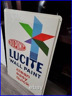 C. 1960s Original Vintage Dupont Paint Sign Metal Lucite Wall Paint MINT! NOS Gas