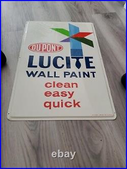 C. 1960s Original Vintage Dupont Paint Sign Metal Lucite Wall Paint MINT! NOS Gas