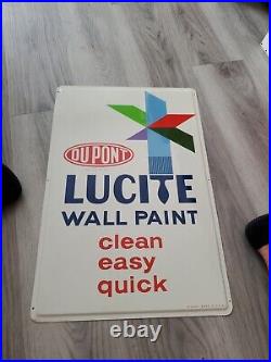 C. 1960s Original Vintage Dupont Paint Sign Metal Lucite Wall Paint MINT! NOS Gas