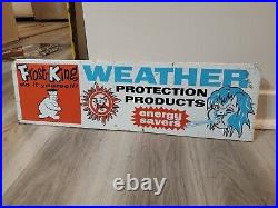 C. 1960s Original Vintage Frost King Sign Metal Rack Toppper Weather Protection