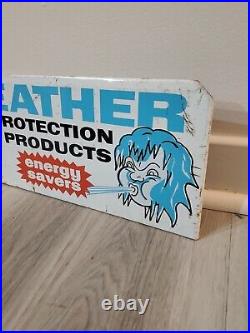 C. 1960s Original Vintage Frost King Sign Metal Rack Toppper Weather Protection