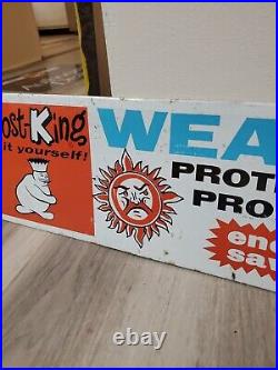 C. 1960s Original Vintage Frost King Sign Metal Rack Toppper Weather Protection