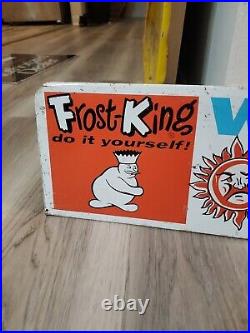 C. 1960s Original Vintage Frost King Sign Metal Rack Toppper Weather Protection