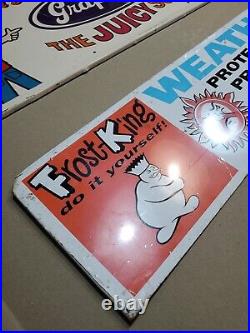 C. 1960s Original Vintage Frost King Sign Metal Rack Toppper Weather Protection