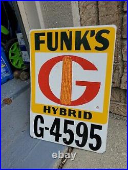 C. 1960s Original Vintage Funk G Hybrid Sign Metal Corn Seed Farm Hog Dairy Gas
