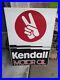 C-1960s-Original-Vintage-Kendall-Motor-Oil-Sign-Metal-Dealer-Gas-Oil-2-Sided-01-wald