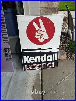 C. 1960s Original Vintage Kendall Motor Oil Sign Metal Dealer Gas Oil 2 Sided
