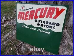 C. 1960s Original Vintage Mercury Outboard Motor Dealer Sign Sales Service Boat