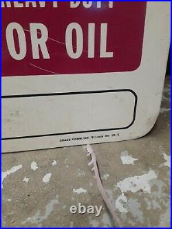 C. 1960s Original Vintage Mystik Motor Oil Sign Lubricants Gas Dealer Double Side
