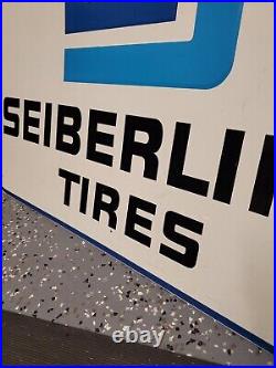 C. 1960s Original Vintage Seiberling Tires Sign Metal Embossed Gas Oil Goodyear