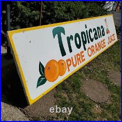 C. 1960s Original Vintage Tropicana Pure Orange Juice Sign Metal Bradenton Fla