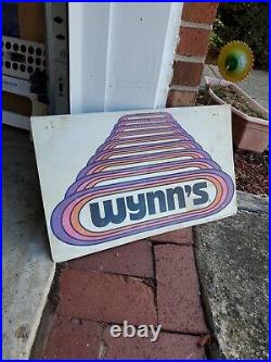 C. 1960s Original Vintage Wynns Oil Sign Metal Friction Proofing Fuel Gas Display
