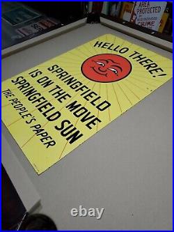 C. 1964 Original Vintage Springfield Sun Newspaper Sign Metal 2 Sided Gas RARE